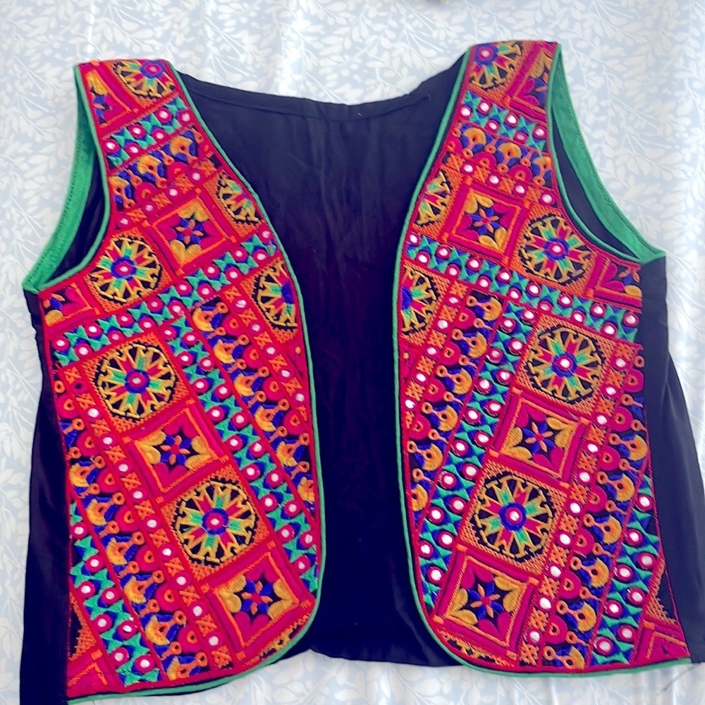 NEW womens embroidered vest waist coat colorful
